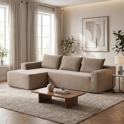 FurnitureR 3 Seat Corduroy Sectional Sofa with Chaise Lounge, Modern Deep Seat Upholstered Couch for Apartment Living Room | Target