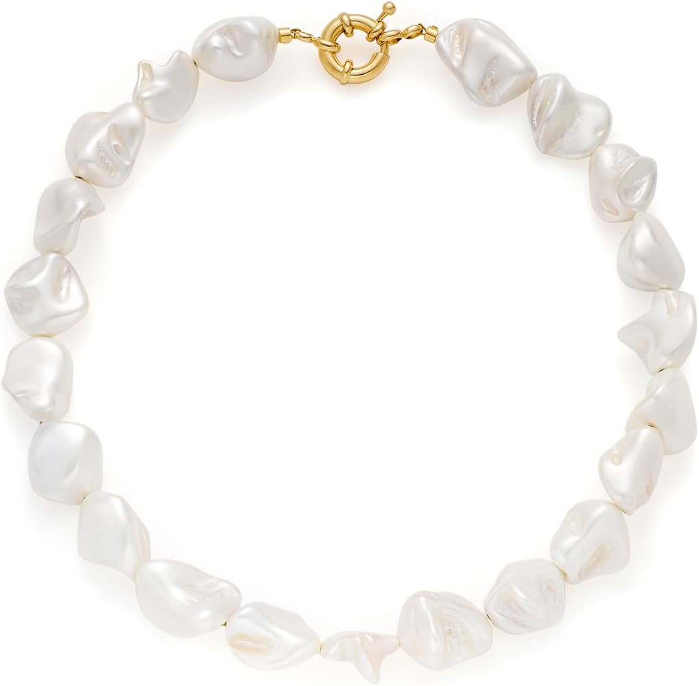 LILIE&WHITE Shell Necklace For Women White Chunky Shell Gemstone Necklace Colorful Summer Beach N... | Amazon (US)