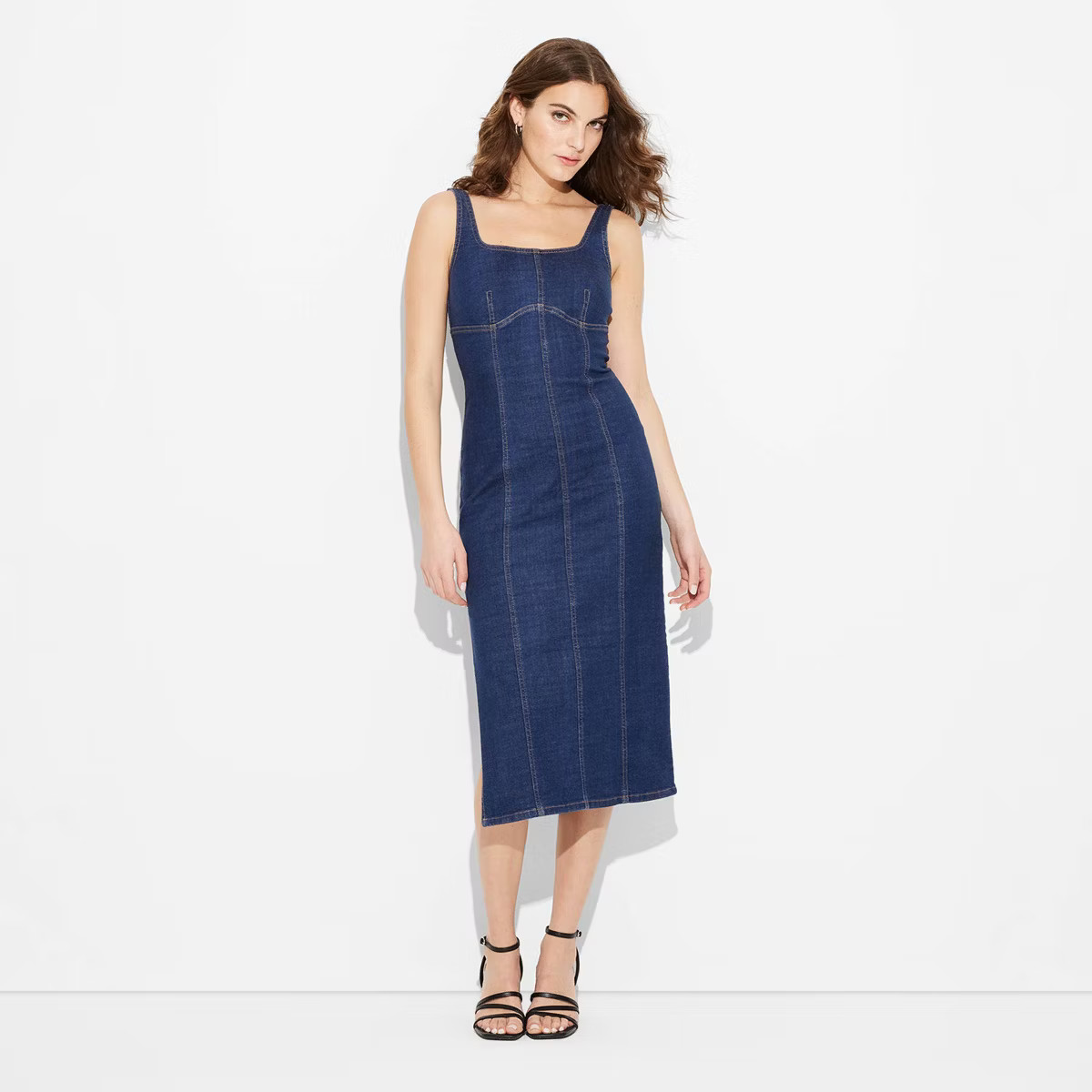 Women's Denim Maxi Bodycon Dress - Wild Fable™ Dark Blue Denim XS | Target