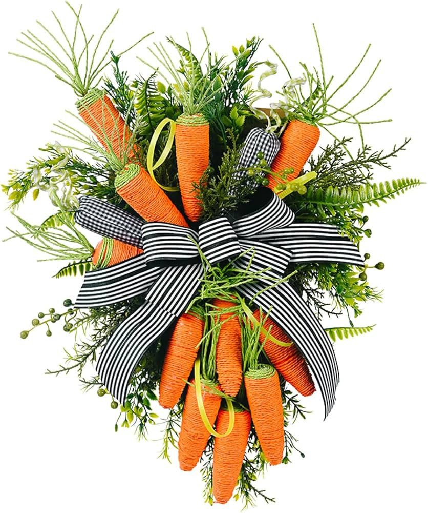 Easter Carrot Wreath, 20 Inch Artificial Spring Wreaths for Front Door Outside, Carrot Wreath for... | Amazon (US)