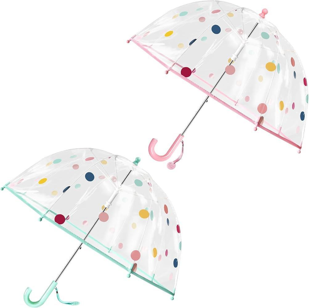 RONIARE 2 Pack Kids Clear Umbrellas for Rain Dome Bubble Umbrella Windproof for Toddler Boys Girl... | Amazon (US)