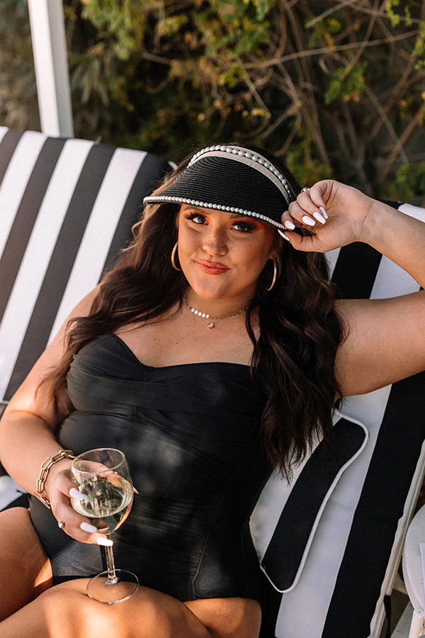 Sunshine Delight Raffia Visor In Black | Impressions Online Boutique