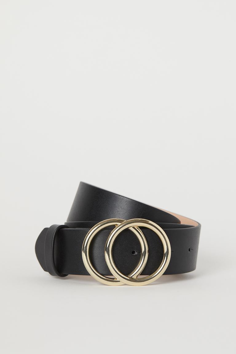 Wide belt in thick material. Metal buckle with a stud at back. Width approx. 1 1/4 in. | H&M (US + CA)