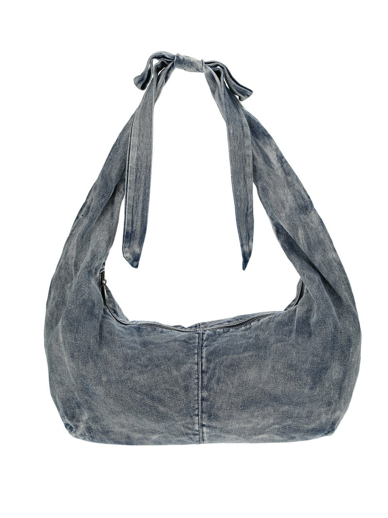 No Boundaries Women's Bow Hobo Bag, Blue Denim - Walmart.com | Walmart (US)