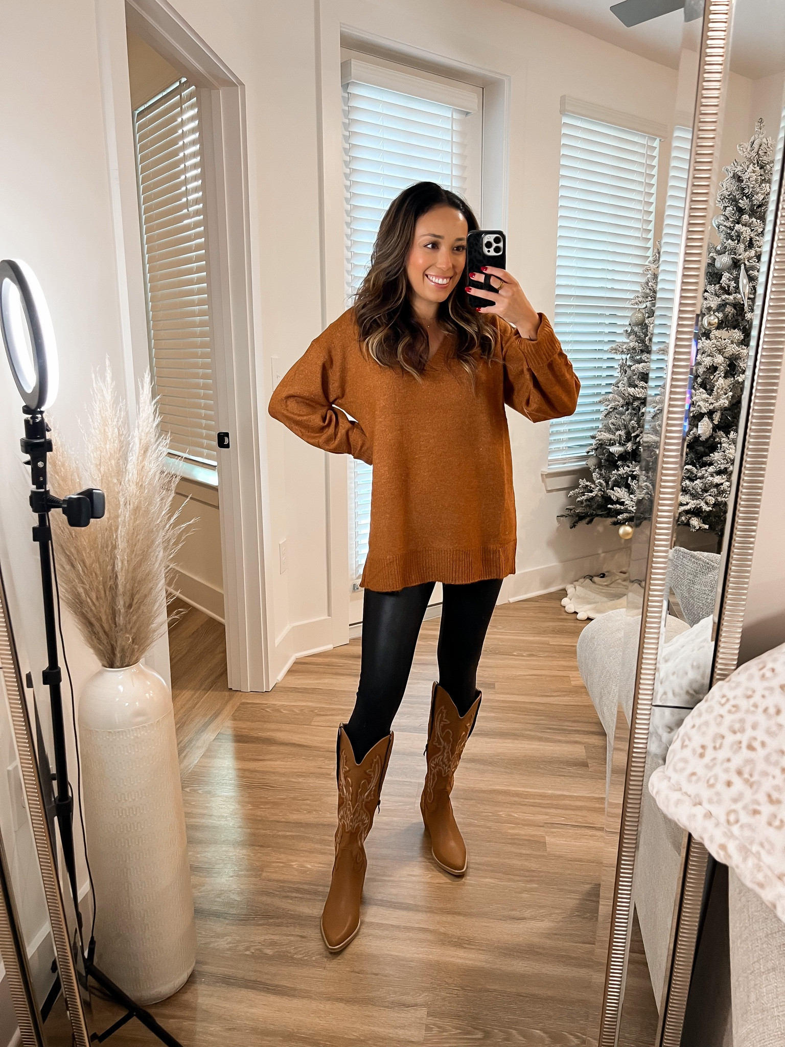 “THANKASHLEYS” for 25% off for 24 hours  Thanksgiving outfit. Spanx leggings. Camel sweater. Oversized sweater. Cowgirl boots. Western boots. 

#LTKsalealert #LTKCyberweek #LTKunder50