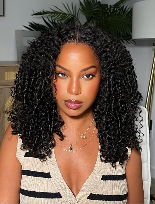 Burmese Curly Half Wigs Human Hair Glueless Flip Over Wear Go Drawstring Wigs for Black Women No Glue No Sew ALL-DAY COMFORT Beginner Friendly180% Density 26inch Natural Black | Amazon (US)