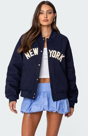 Edikted Big Apple Oversized Bomber Jacket | PacSun