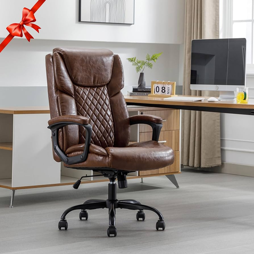 DYHOME Leather Office Chair, PU Home Computer Desk Chairs with Ergonomic Back Support, 360°Swive... | Amazon (US)