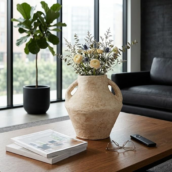 Paper Mache Vase – Flower Holder for Stems and Greenery, Living Room or Bedroom Shelf and Table... | Amazon (US)