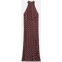 Zara - Polka Dot Midi Dress - Ecru / Maroon - L - Woman | Zara UK