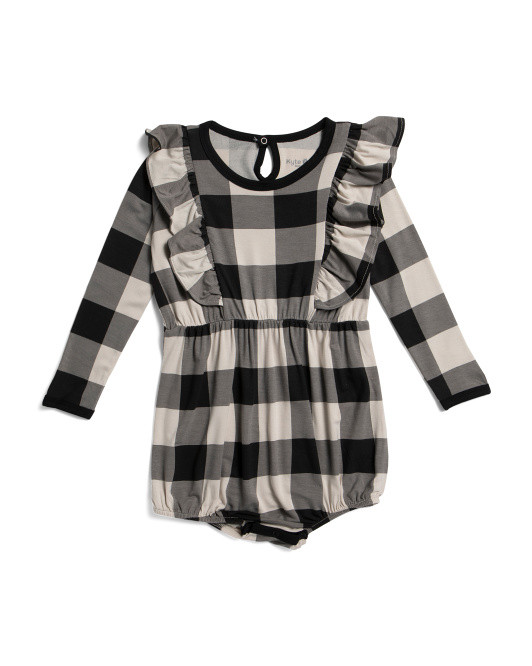 Toddler Girls Long Sleeve Plaid Bubble Romper | TJ Maxx