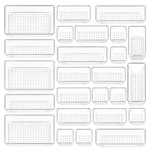 Vtopmart 25 PCS Clear Plastic Drawer Organizers Set, 4-Size Versatile Bathroom and Vanity Drawer ... | Amazon (US)