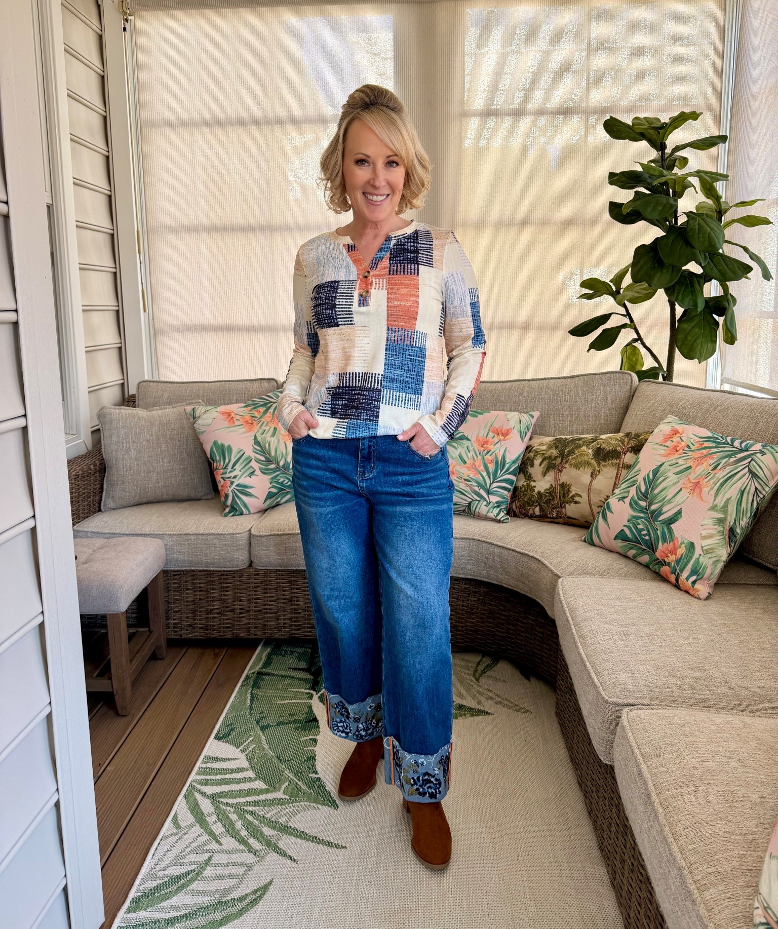 My favorite Amazon statement jeans make another appearance and this time, I paired them with this Walmart patchwork henley for a fun casual look. I topped it off with these adorable suede ruffle booties that have been a wardrobe staple all season long. Shop my look! 

#LTKootd #LTKSaleAlert #LTKPetite