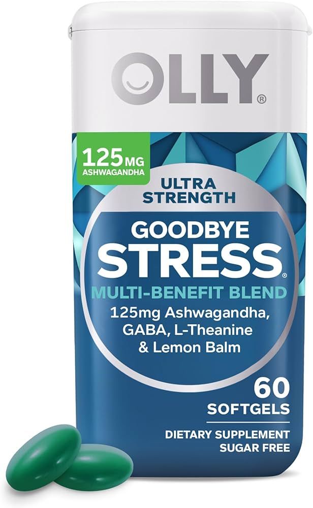 OLLY Ultra Strength Goodbye Stress Softgels, GABA, Ashwagandha, L-Theanine and Lemon Balm, Stress... | Amazon (US)
