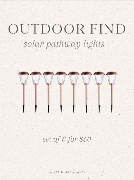 Loving these beautiful solar pathway lights with rechargeable battery. Set of 8 for $60. 

#LTKSeasonal #LTKhome