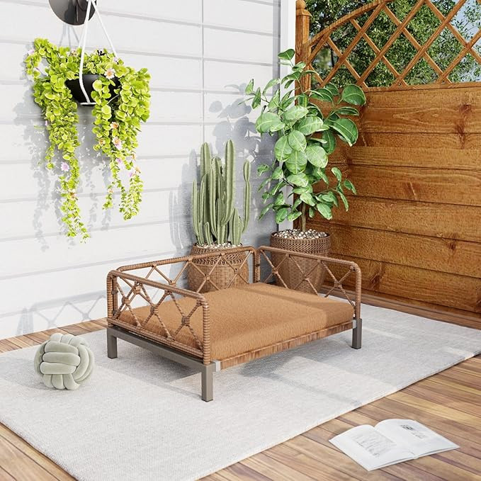 Otair Elevated Indoor & Outdoor Dog Bed for Small Dogs, Durable Rattan Wicker Pet Sofa with Remov... | Amazon (US)