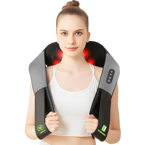 Cordless Shiatsu Neck and Shoulder Massager, Back Massager with Heat,Massage Deeper Tissue 4D Kneading Massage for Shoulder, Neck and Back, Use at Home, Office, Car - Gifts for Fathers Day Dad Gift | Amazon (US)