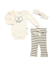 Newborn Girls 3pc Bootiful Bodysuit And Pants Set With Headband | Marshalls