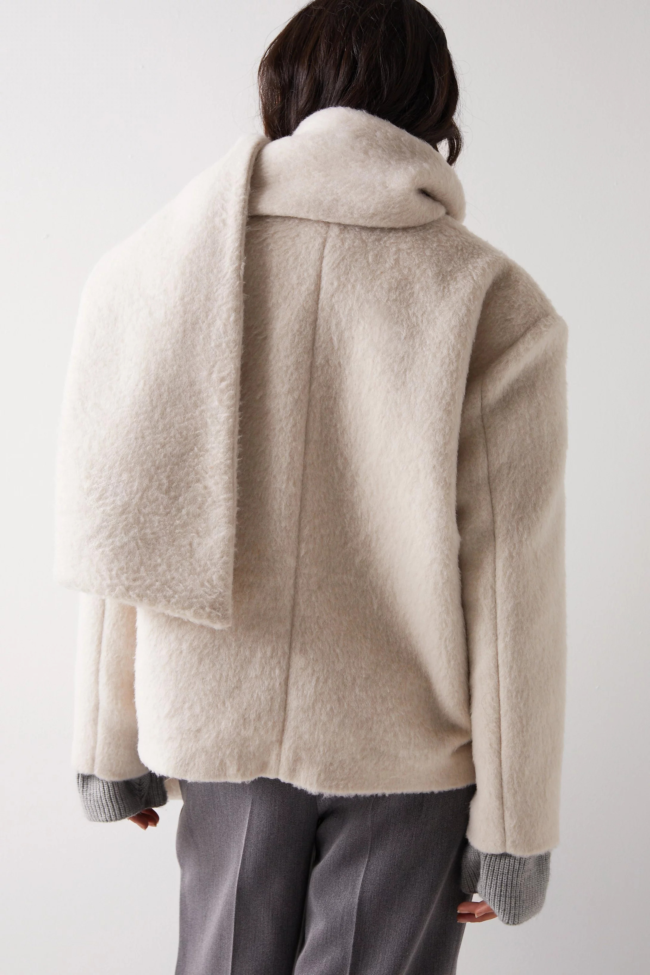 Premium Brushed Wool Blend Scarf Coat | Warehouse UK & IE