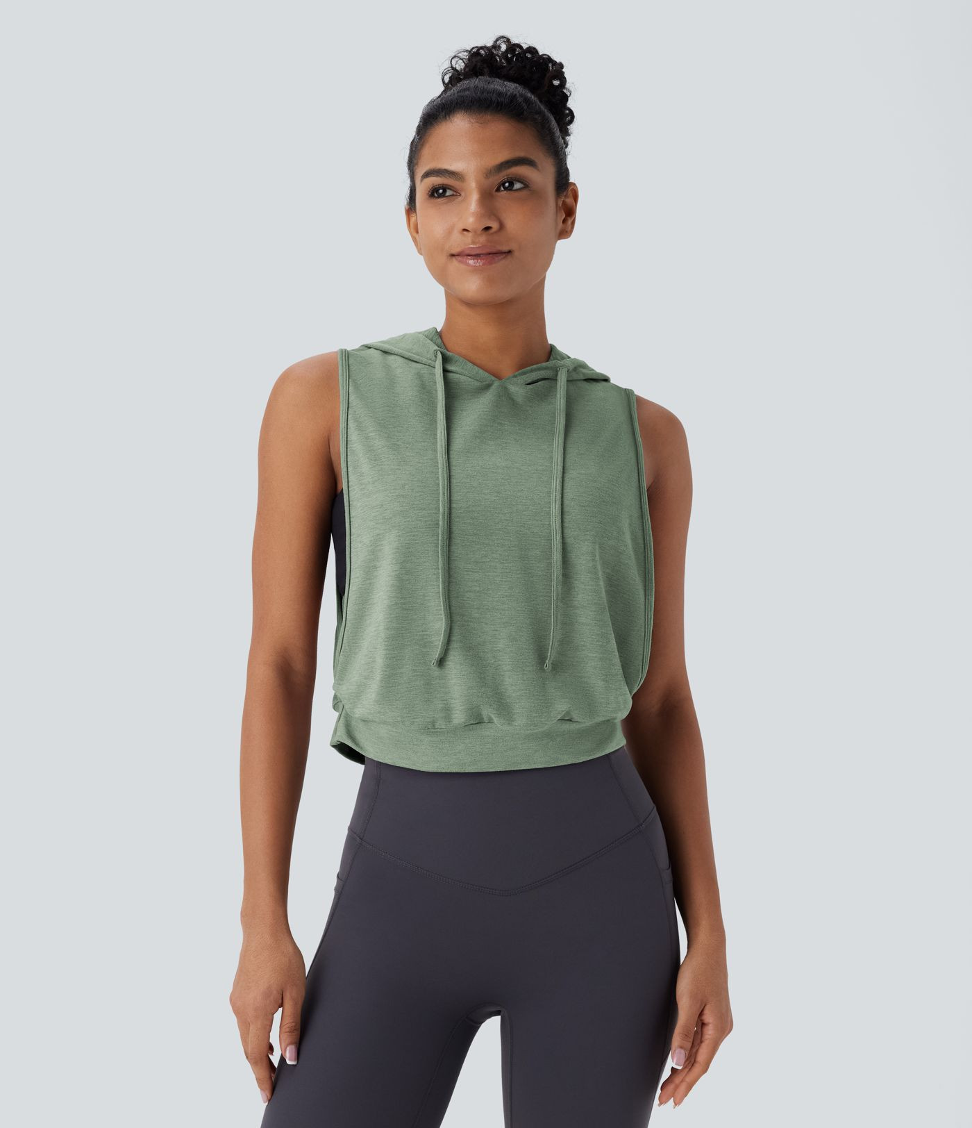 Women\u2019s Hooded Drawstring Sleeveless Cropped Running Tank Top - Halara | HALARA