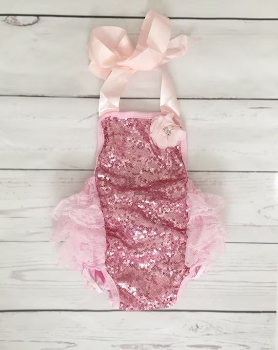Baby girl pink 1st birthday outfit-pink sequin birthday-pink | Etsy | Etsy (US)