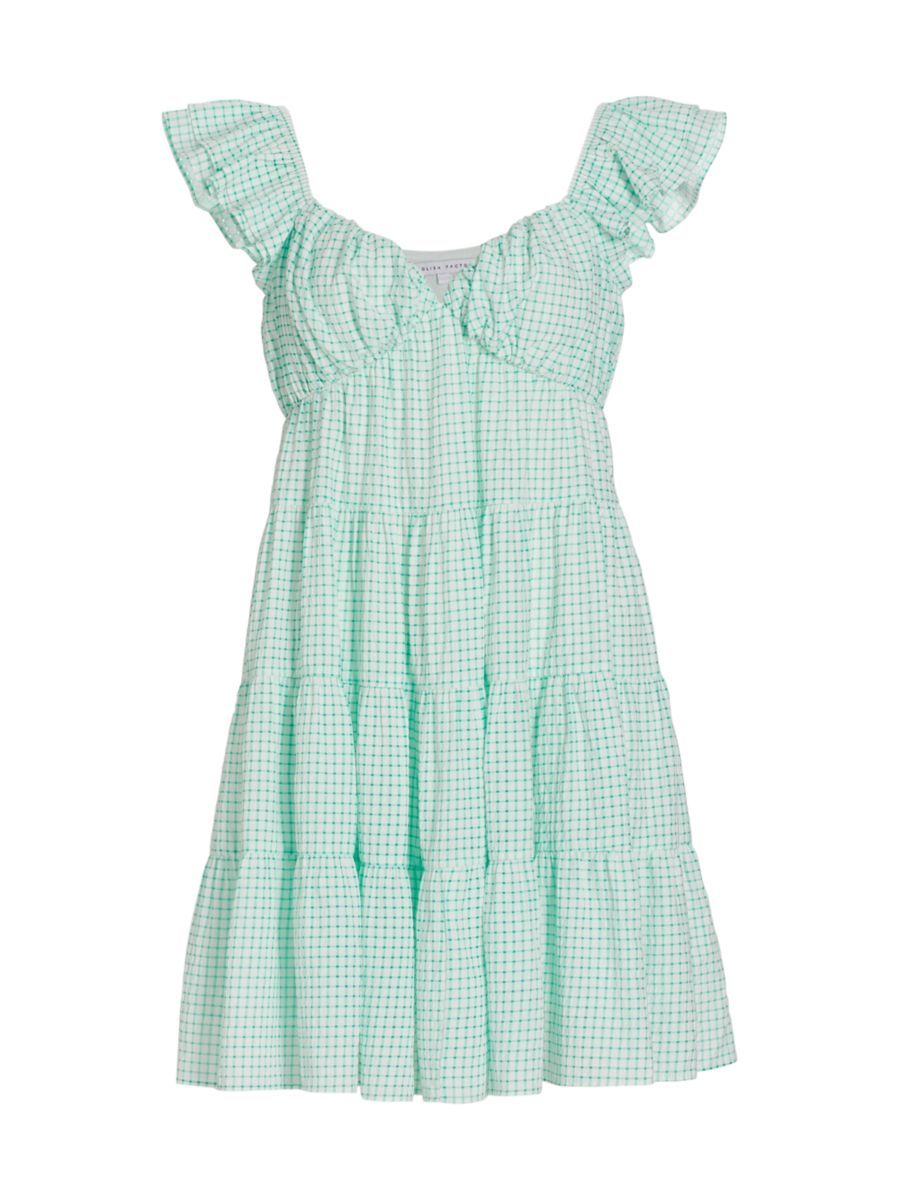 English Factory Gingham Babydoll Minidress | Saks Fifth Avenue