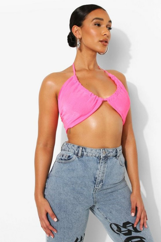 Halterneck Cut Out Bralet | Boohoo.com (US & CA)