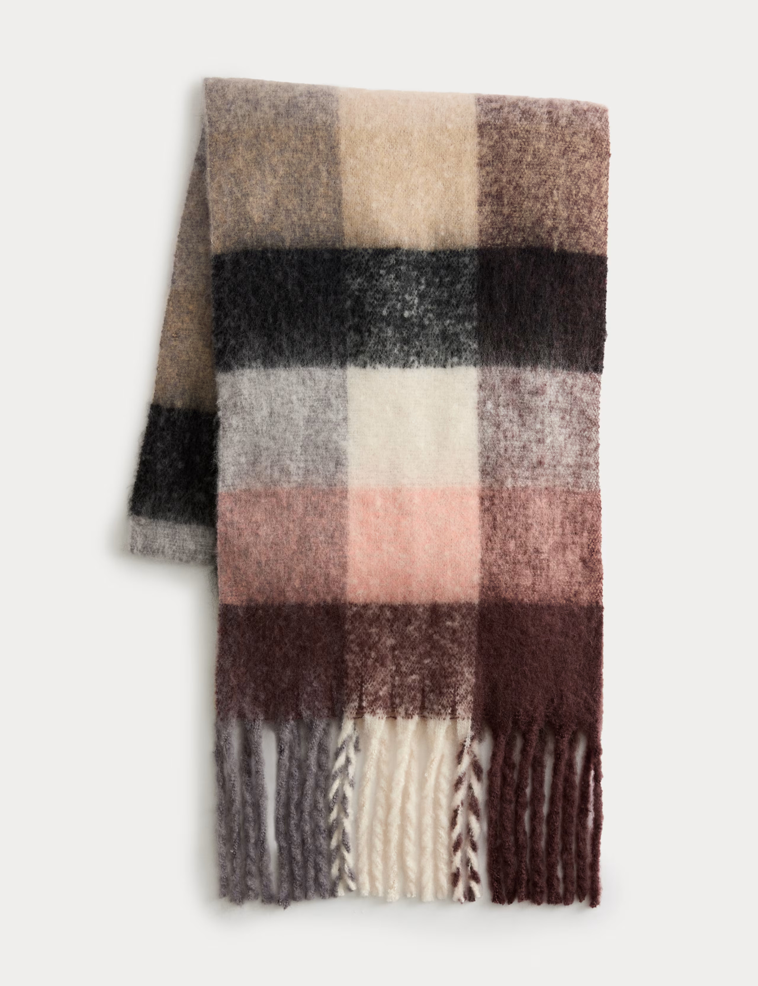 Brushed Checked Tassel Scarf | Marks & Spencer (UK)