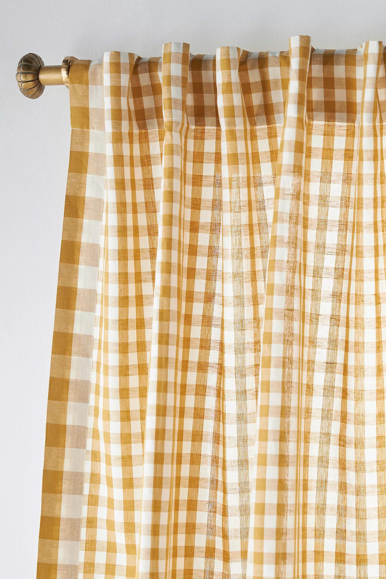 Cotton Linen Gingham Curtain | Anthropologie (US)