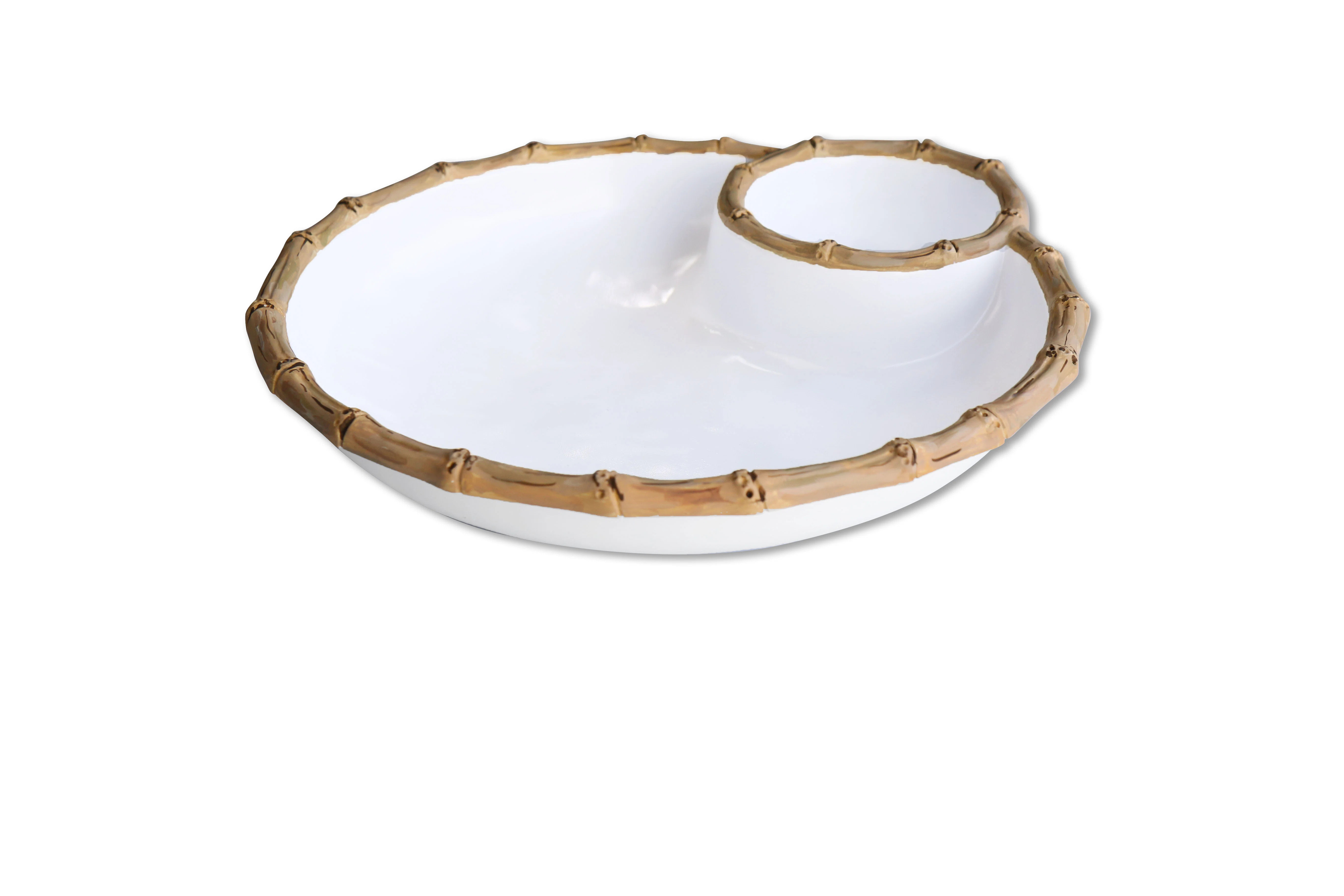 Beatriz Ball VIDA Bamboo Large Chip & Dip Bowl (White And Natural) | Perigold | Perigold