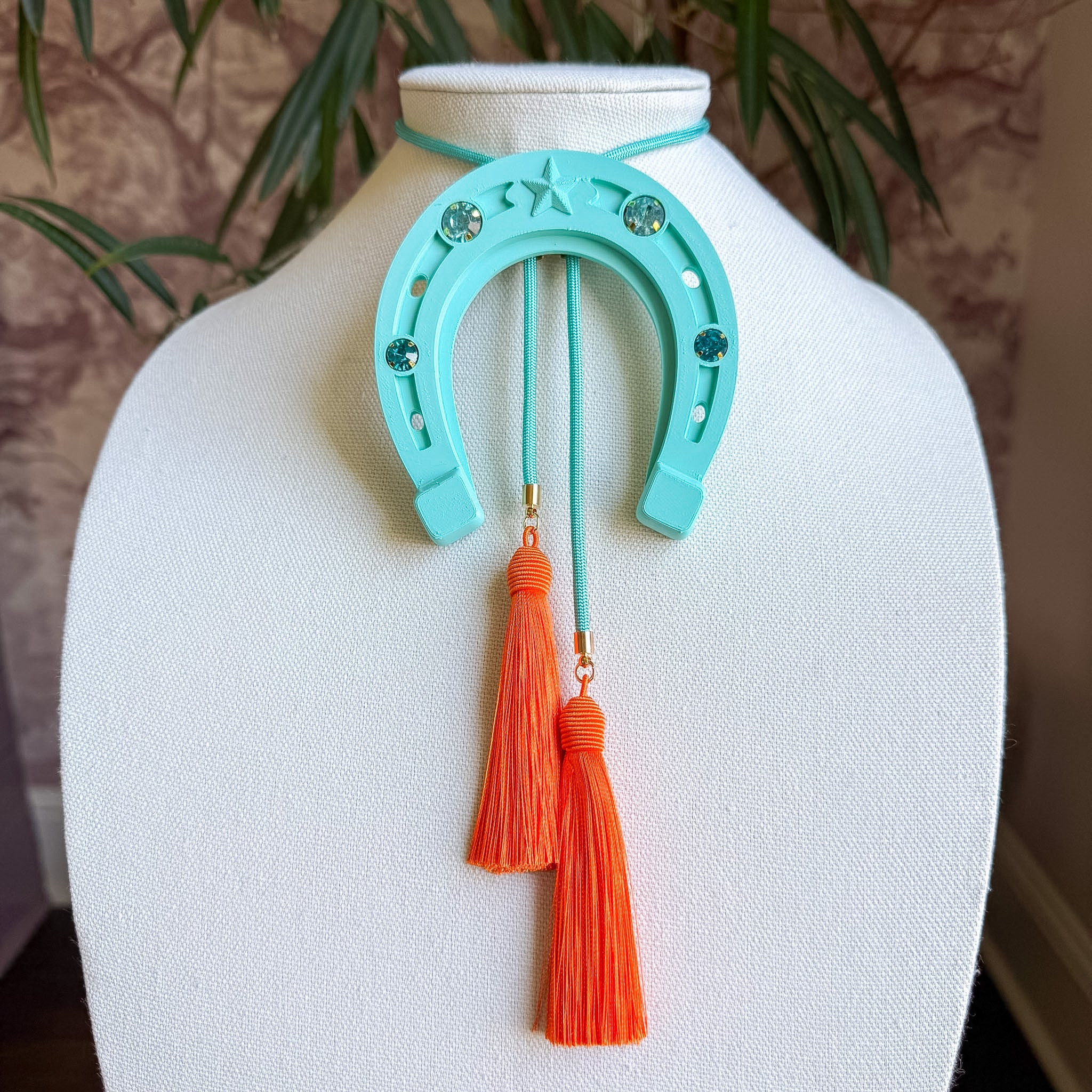 Lucky Horseshoe Bolo Turquoise with Turquoise & Orange | Rahya Jewelry Design