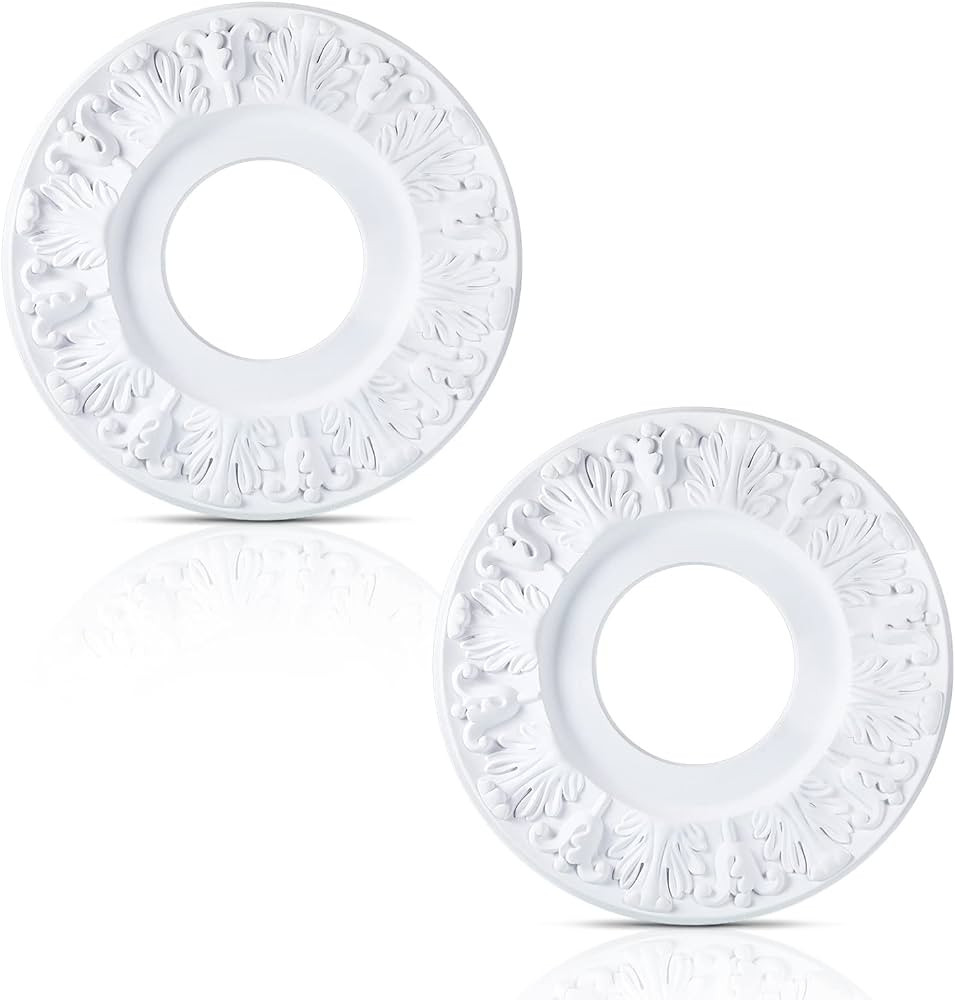 2 Pieces Ceiling Medallion Molded White PU Ceiling Medallions for Light Fixtures Medallion for Ce... | Amazon (US)