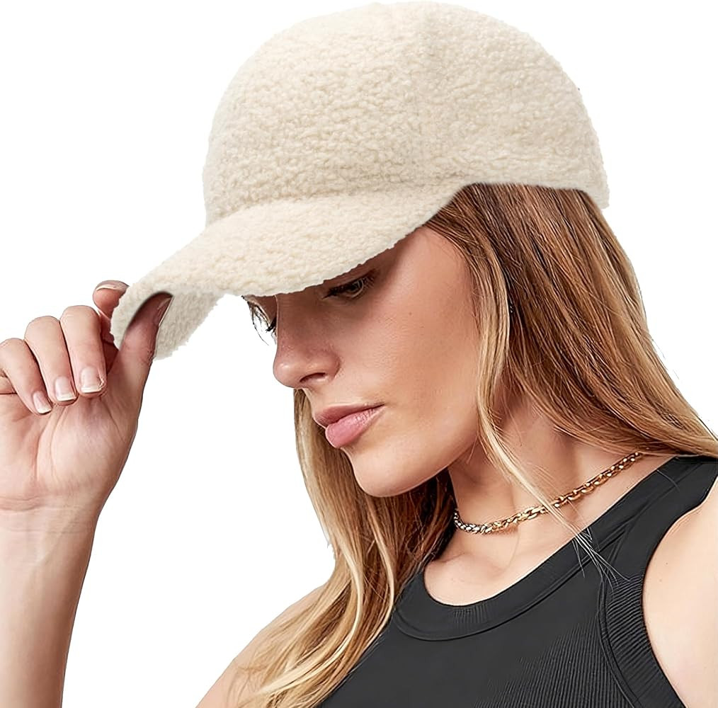 Warm-Winter Baseball-Caps Teddy-Fleece Faux-Lamb-Wool Hip-Hop Cap for Men Women | Amazon (US)