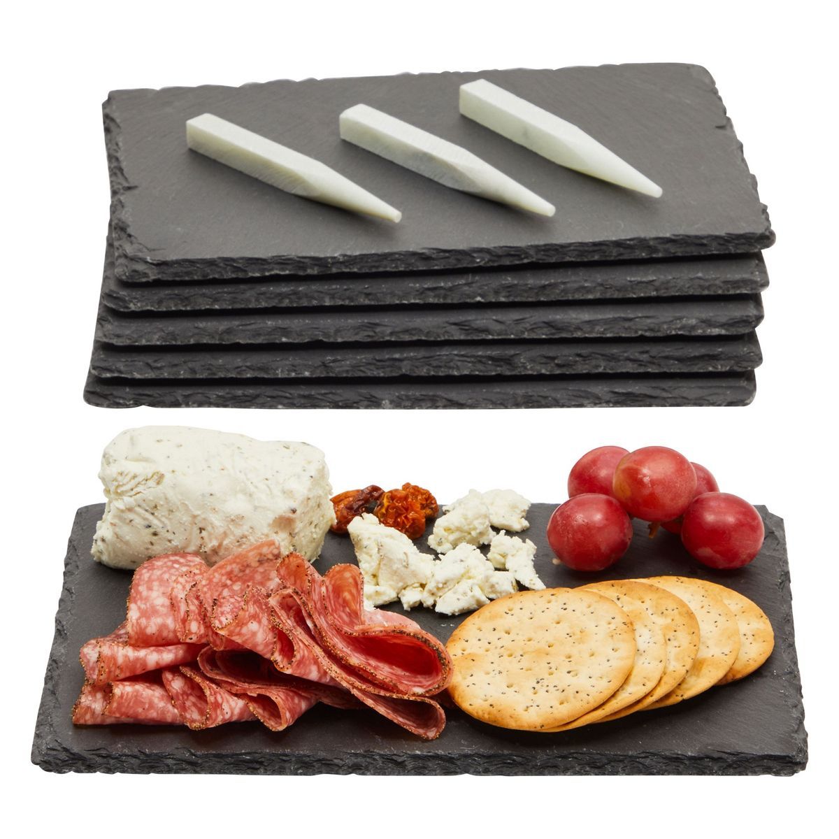 Juvale 6-Piece Mini Charcuterie Boards with Chalk, Stone Plates for Cheese, Meat, Appetizers, Sus... | Target