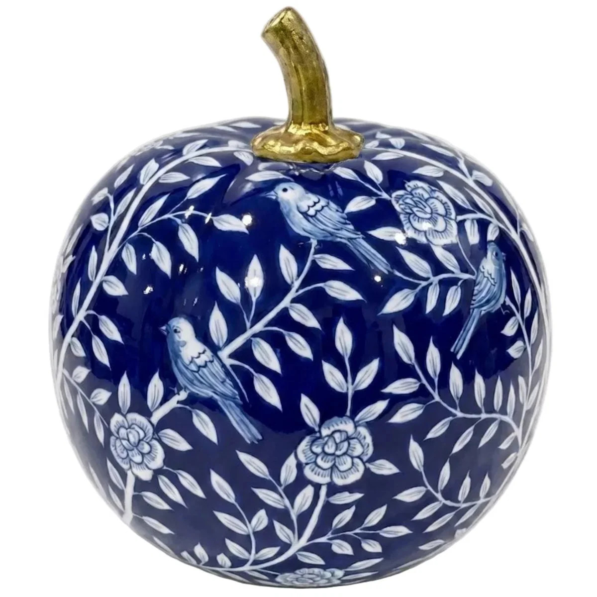 Navy Bird & Vine Silhouette Pumpkin | The Well Appointed House, LLC