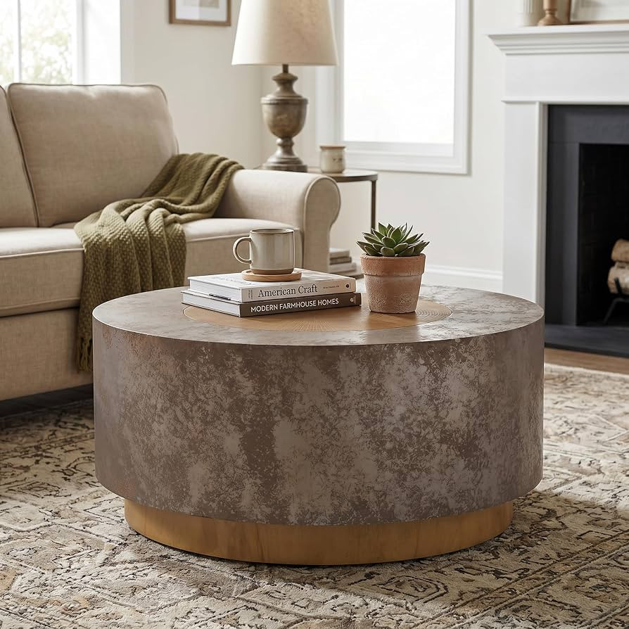 Christopher Knight Home Romy 29.92" Round Coffee Table, MDF Wood Coffee Table with Pedestal Base,... | Amazon (US)