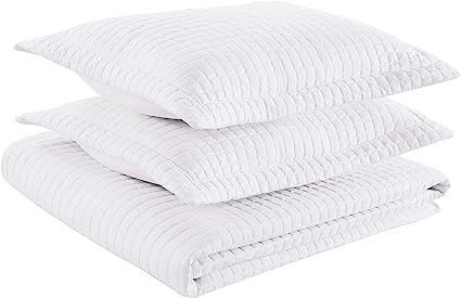 Chezmoi Collection 3-Piece Solid Modern Quilted Bedspread Coverlet Set (Queen, White) | Amazon (US)