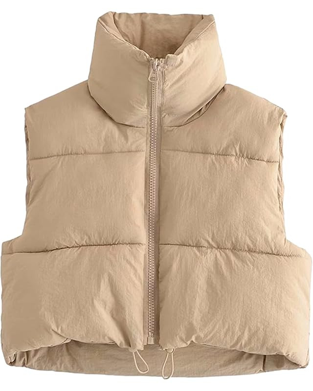UANEO Womens Zip Up Stand Collar Sleeveless Padded Cropped Puffer Vest | Amazon (US)