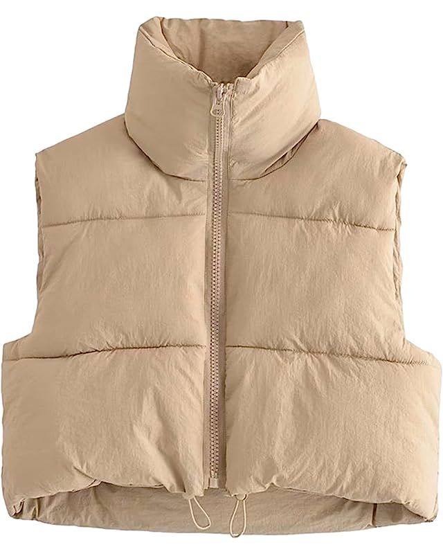 UANEO Womens Zip Up Stand Collar Sleeveless Padded Cropped Puffer Vest | Amazon (US)