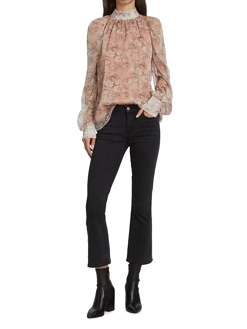 Mockneck Gathered Floral Blouse | Saks Fifth Avenue