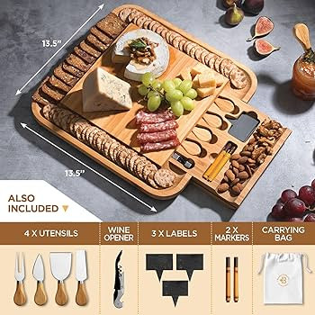 Bambüsi Cheese Board and Knife Set - Premium Bamboo Charcuterie Board Set & Cheese Board Accesso... | Amazon (US)