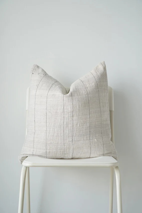 Vintage hmong Off white Cream Striped Woven Pillow Cover | Etsy (US)