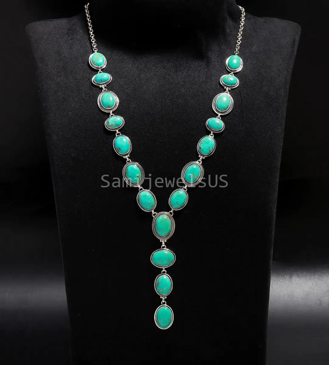 Arizona Turquoise Necklace, Gemstone Necklace, Minimalist Chain Necklace, 925 Sterling Silver Jew... | Etsy (US)