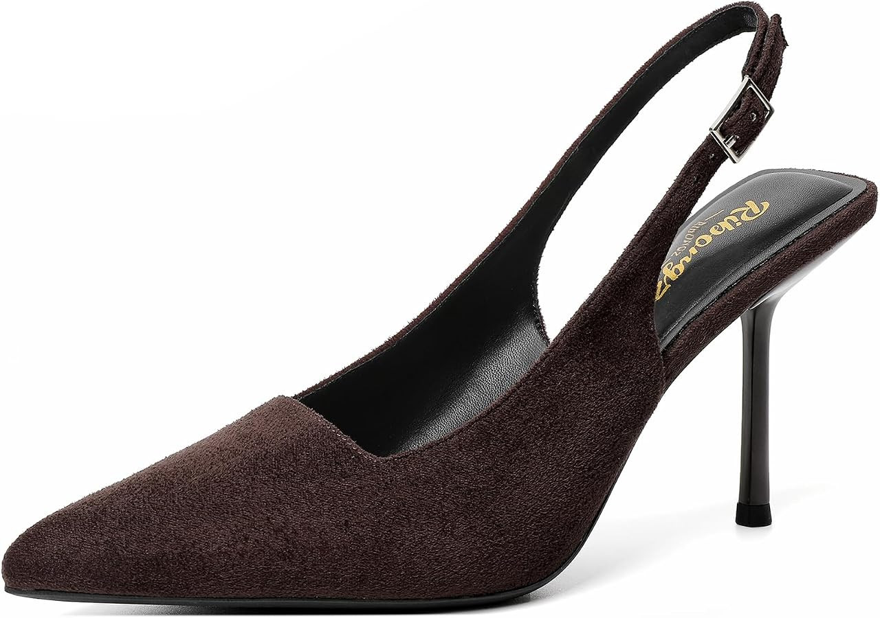 RIBONGZ Sexy Slingback Pumps Elegant Dressy Heels for Women Closed Toe Pointy High Heels Wedding ... | Amazon (US)