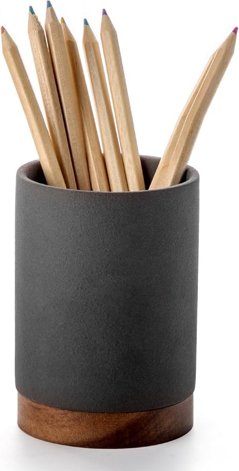 Ceramic Pen Holder for Desk, Pencil Cup, (Dark Grey, Set of 1) | Amazon (US)