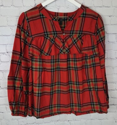 J. CREW Women’s Ruffle Red Tartan Plaid Blouse Size Medium  | eBay | eBay US