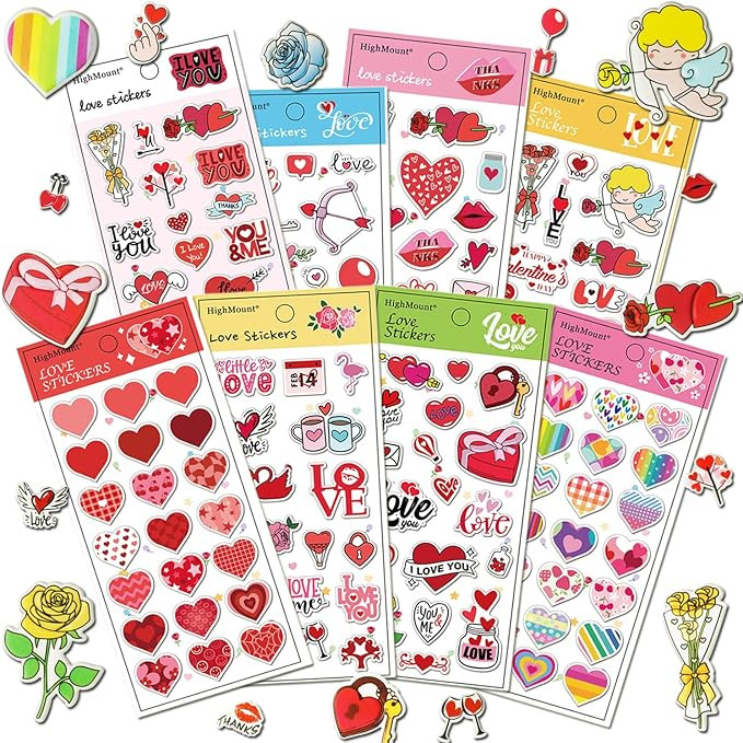 152Pcs Puffy Loves Heart Stickers Foam 3D Sticker with Cupid, Kiss, I Love You, Roses, Thank You ... | Amazon (US)