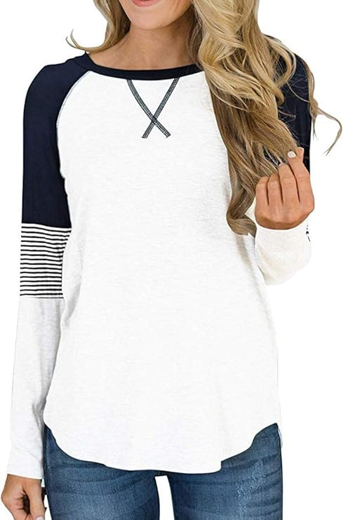 HARHAY Women's Leopard Print Color Block Tunic Round Neck Long Sleeve Shirts Striped Causal Blous... | Amazon (US)