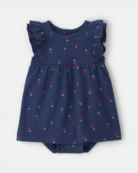 Baby Girl Cherry Sleeveless Bodysuit Dress - Navy Blue | Carter's | Carter's Inc