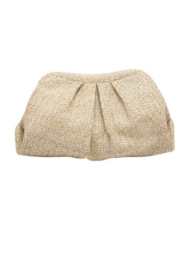Verdusa Women's Straw Woven Clutch Handbags Ruched Cloud Purse Apricot One-Size | Amazon (US)